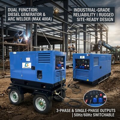 มือถือล้อหมุน 450A DC Mig เครื่องปั่น เครื่องผลิตเครื่องปั่น 500Amps ไดเซล