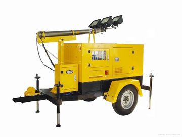Trailer Mobile Light Tower Generator , LED 7kva - 15kva Light Tower